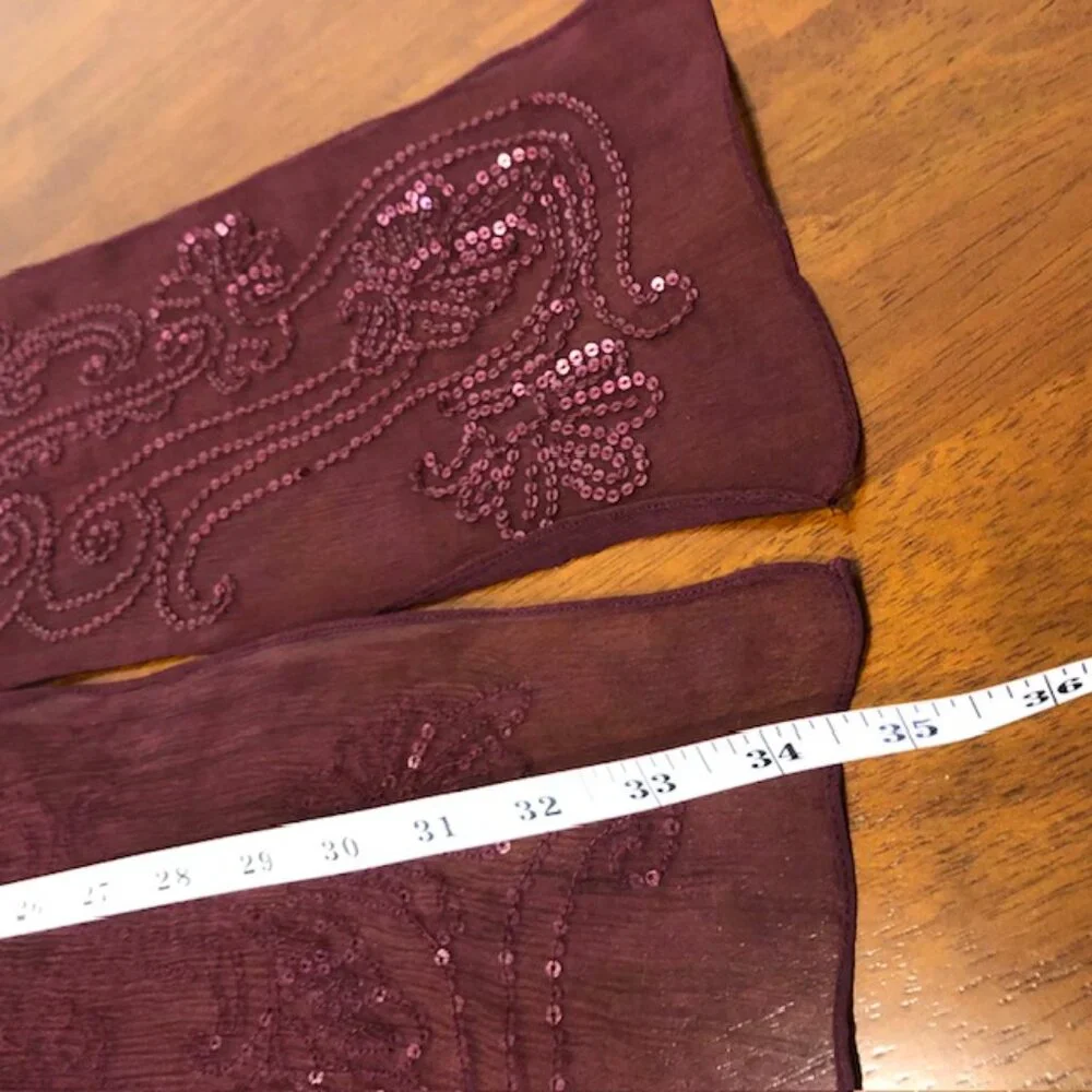 Boho Burgundy Sequins Scarf.
